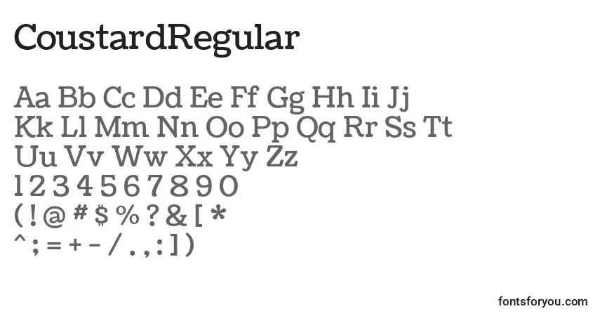 Schriftart CoustardRegular – Alphabet, Zahlen, spezielle Symbole