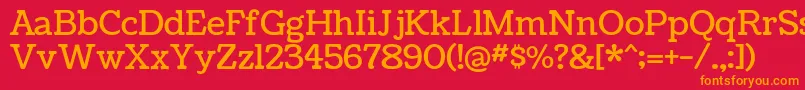Weitere Informationen zur CoustardRegular-Schriftart CoustardRegular-Schriftart – Orangefarbene Schriften auf rotem Hintergrund