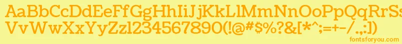 フォントCoustardRegular – オレンジの文字が黄色の背景にあります。