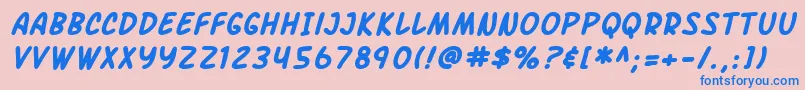SF Arch Rival Bold Italic-Schriftart – Blaue Schriften auf rosa Hintergrund