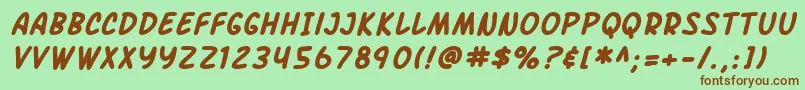 SF Arch Rival Bold Italic-fontti – ruskeat fontit vihreällä taustalla