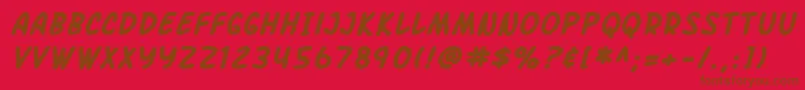 SF Arch Rival Bold Italic Font – Brown Fonts on Red Background