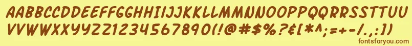 Fonte SF Arch Rival Bold Italic – fontes marrons em um fundo amarelo