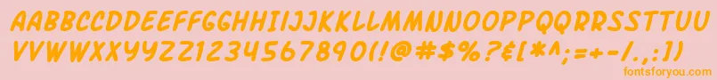 フォントSF Arch Rival Bold Italic – オレンジの文字がピンクの背景にあります。