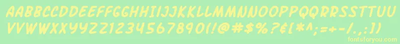 SF Arch Rival Bold Italic-Schriftart – Gelbe Schriften auf grünem Hintergrund