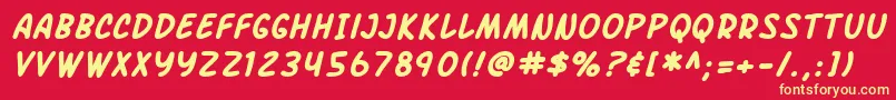 Fonte SF Arch Rival Bold Italic – fontes amarelas em um fundo vermelho