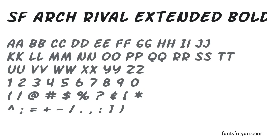 Schriftart SF Arch Rival Extended Bold Italic – Alphabet, Zahlen, spezielle Symbole