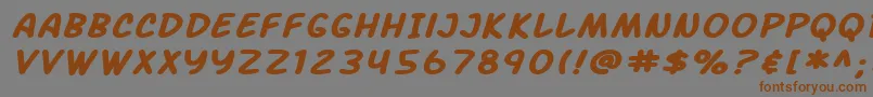 フォントSF Arch Rival Extended Bold Italic – 茶色の文字が灰色の背景にあります。