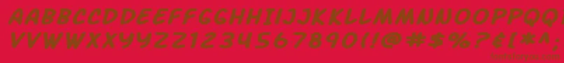 SF Arch Rival Extended Bold Italic-Schriftart – Braune Schriften auf rotem Hintergrund
