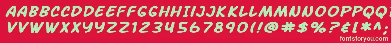 SF Arch Rival Extended Bold Italic Font – Green Fonts on Red Background