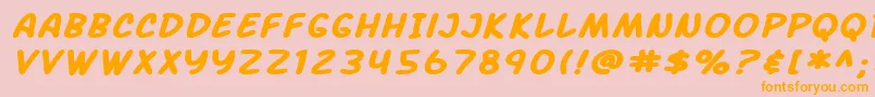 SF Arch Rival Extended Bold Italic Font – Orange Fonts on Pink Background