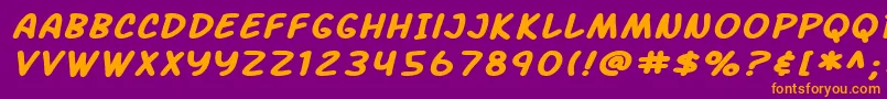 SF Arch Rival Extended Bold Italic Font – Orange Fonts on Purple Background