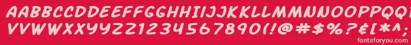 SF Arch Rival Extended Bold Italic Font – Pink Fonts on Red Background