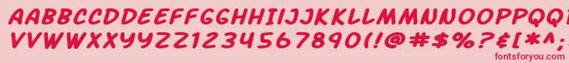 SF Arch Rival Extended Bold Italic Font – Red Fonts on Pink Background