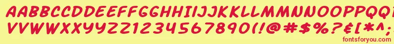 SF Arch Rival Extended Bold Italic Font – Red Fonts on Yellow Background