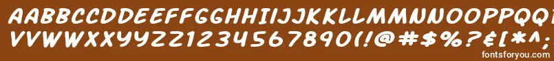 Czcionka SF Arch Rival Extended Bold Italic – białe czcionki na brązowym tle