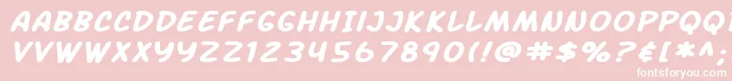 Fonte SF Arch Rival Extended Bold Italic – fontes brancas em um fundo rosa