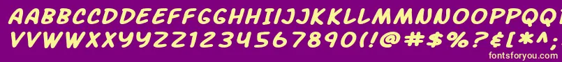SF Arch Rival Extended Bold Italic Font – Yellow Fonts on Purple Background