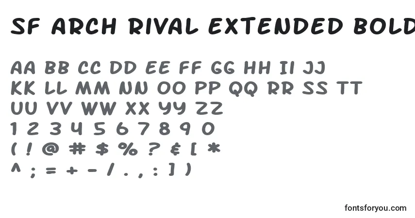 Шрифт SF Arch Rival Extended Bold – алфавит, цифры, специальные символы
