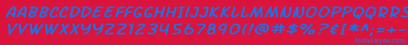 SF Arch Rival Extended Italic Font – Blue Fonts on Red Background