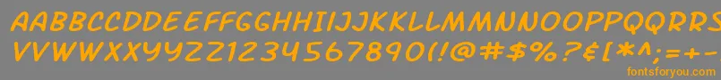 フォントSF Arch Rival Extended Italic – オレンジの文字は灰色の背景にあります。