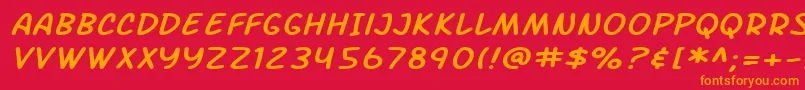 SF Arch Rival Extended Italic Font – Orange Fonts on Red Background