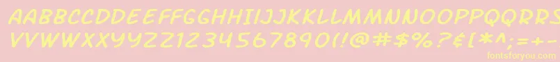 SF Arch Rival Extended Italic Font – Yellow Fonts on Pink Background