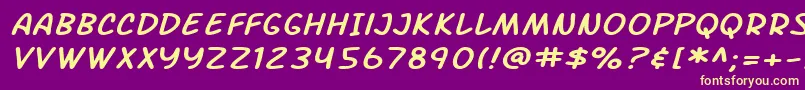 Fonte SF Arch Rival Extended Italic – fontes amarelas em um fundo roxo