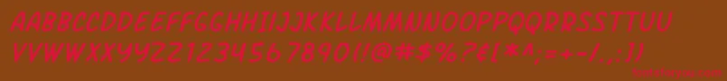 Czcionka SF Arch Rival Italic – czerwone czcionki na brązowym tle