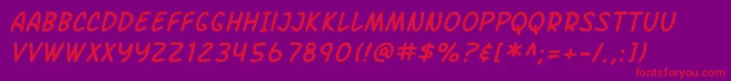 SF Arch Rival Italic Font – Red Fonts on Purple Background