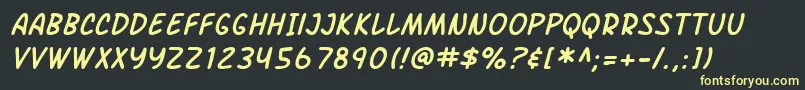 SF Arch Rival Italic Font – Yellow Fonts on Black Background