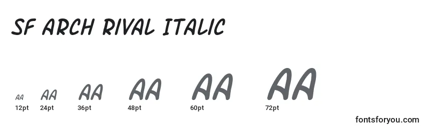 Размеры шрифта SF Arch Rival Italic