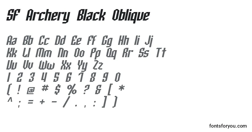 SF Archery Black Oblique-fontti – aakkoset, numerot, erikoismerkit