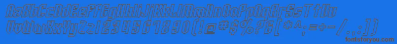 SF Archery Black Outline Oblique Font – Brown Fonts on Blue Background