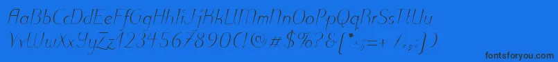 PuritasLtLightItalic Font – Black Fonts on Blue Background