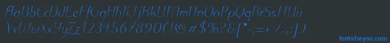 PuritasLtLightItalic Font – Blue Fonts on Black Background