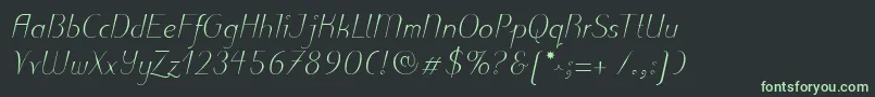PuritasLtLightItalic Font – Green Fonts on Black Background