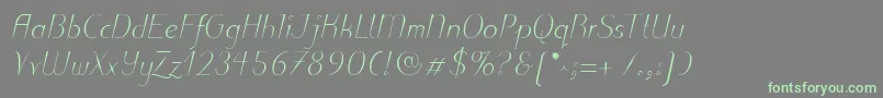 PuritasLtLightItalic Font – Green Fonts on Gray Background