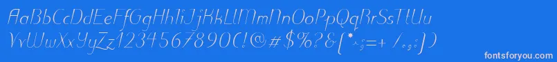 PuritasLtLightItalic Font – Pink Fonts on Blue Background