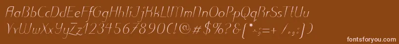 PuritasLtLightItalic Font – Pink Fonts on Brown Background