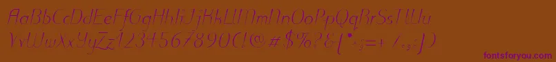 PuritasLtLightItalic Font – Purple Fonts on Brown Background