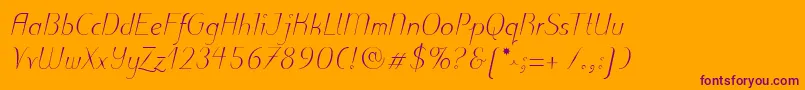 PuritasLtLightItalic Font – Purple Fonts on Orange Background