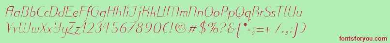 PuritasLtLightItalic Font – Red Fonts on Green Background