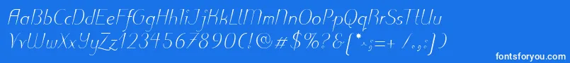 PuritasLtLightItalic Font – White Fonts on Blue Background
