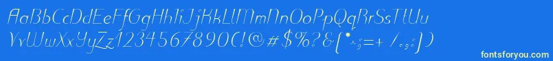 Шрифт PuritasLtLightItalic – жёлтые шрифты на синем фоне