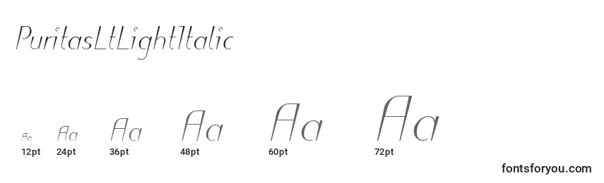 PuritasLtLightItalic Font Sizes