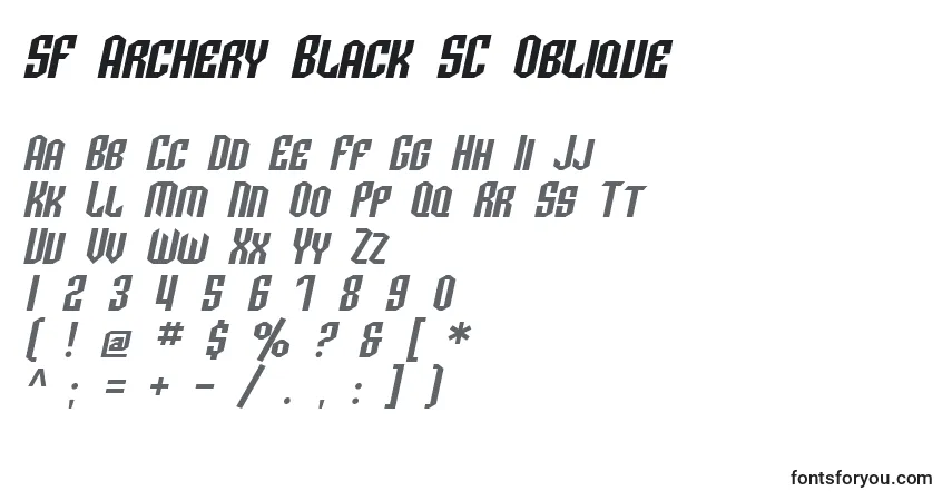 A fonte SF Archery Black SC Oblique – alfabeto, números, caracteres especiais