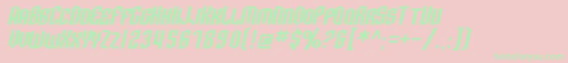 SF Archery Black SC Oblique-Schriftart – Grüne Schriften auf rosa Hintergrund