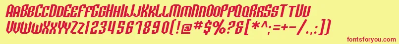 SF Archery Black SC Oblique Font – Red Fonts on Yellow Background