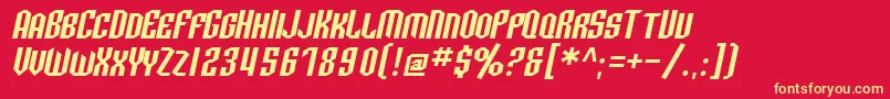 SF Archery Black SC Oblique Font – Yellow Fonts on Red Background
